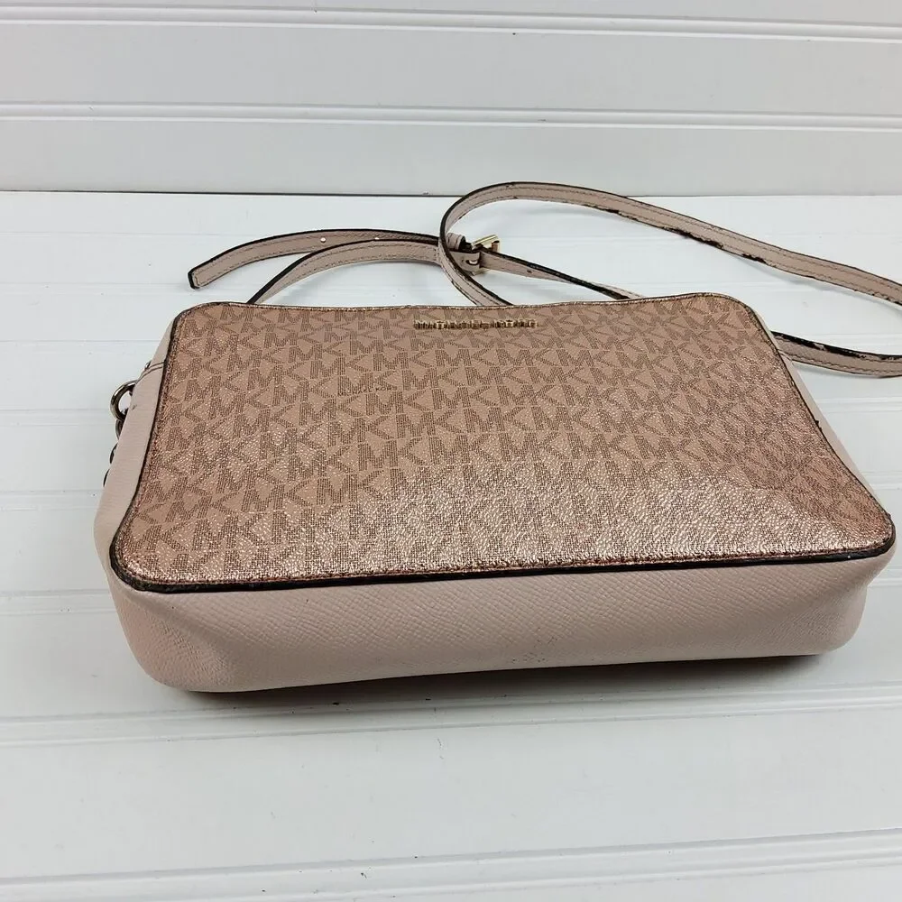 Michael Kors MK Signature Metallic Chain Crossbody Shoulder Purse